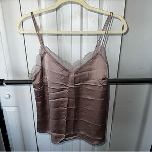 Abercrombie & Fitch Lace-Trim Satin Cami in Dusty Mauve